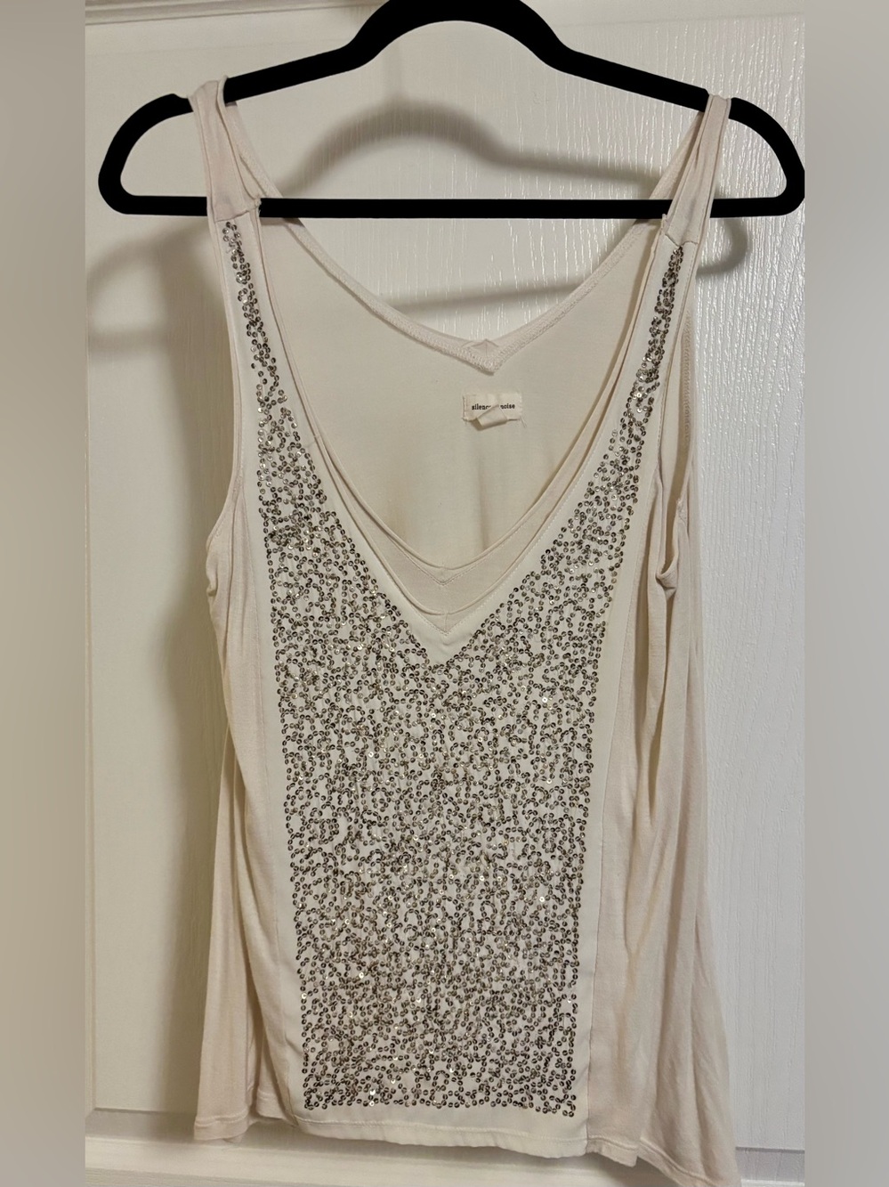 silence + noise Cream Sequin V-Neck Camisole